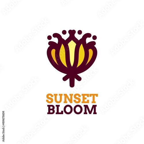 sunset bloom flora flower nature logo concept design illustration