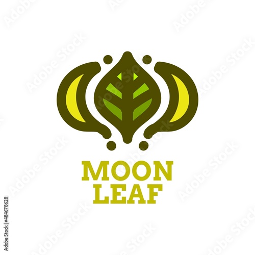 moon leaf nature logo concept design illustration