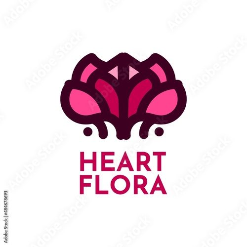 heart flora flower nature logo concept design illustration
