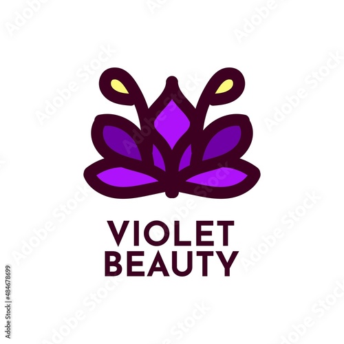 beauty violet flower nature logo concept design illustration
