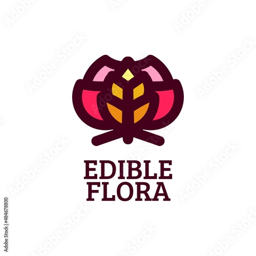 edible flower nature logo concept design illustration