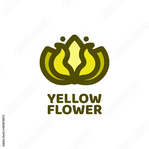 yellow flora flower nature logo concept design illustration