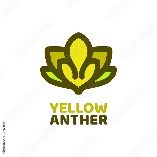 yellow anther flora flower nature logo concept design illustration