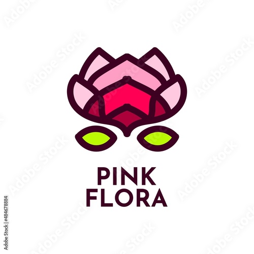 pink flora flower nature logo concept design illustration