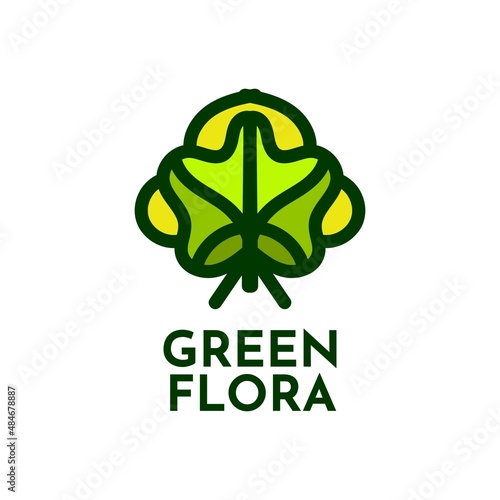 green flora flower nature logo concept design illustration