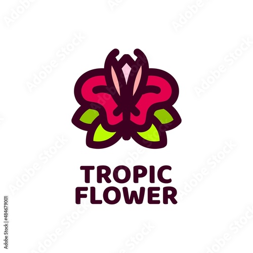 tropic flower nature logo concept design illustration