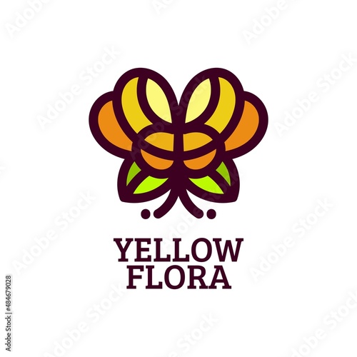 yellow flora flower nature logo concept design illustration