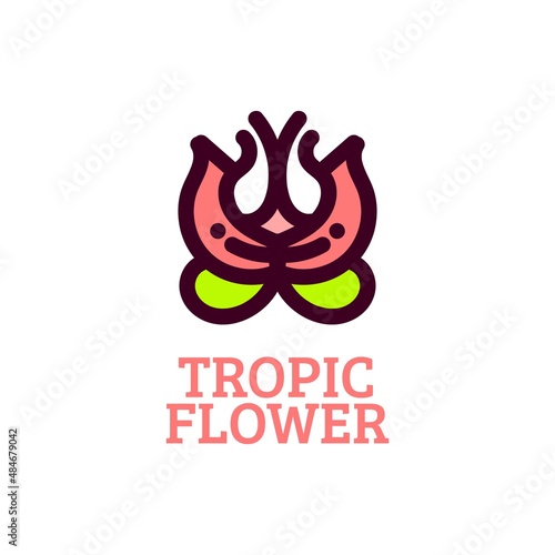tropic flower nature logo concept design illustration