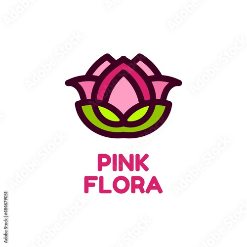 pink flora flower nature logo concept design illustration