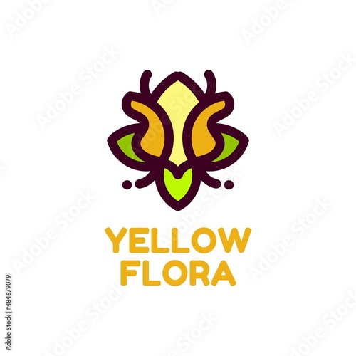 yellow flora flower nature logo concept design illustration