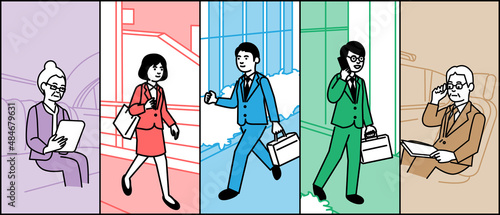ビジネスシーン　5人の男女