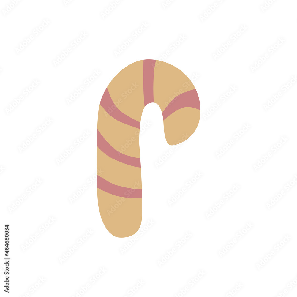 Candy cane isolated on white background. Cartoon of cane vector icon Candy cane isolated on white background. Cartoon of cane vector icon