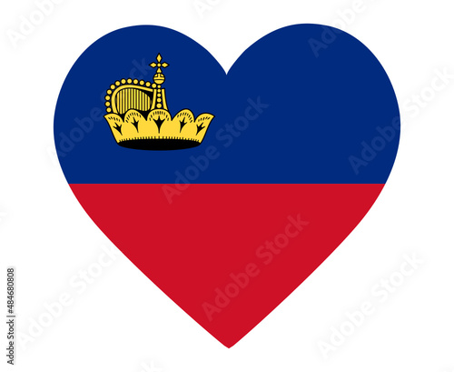 Liechtenstein Flag National Europe Emblem Heart Icon Vector Illustration Abstract Design Element