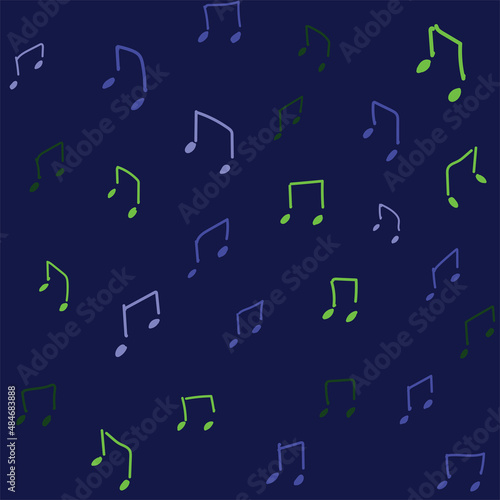 Seamless Vector Hand Drawn Music Note Background Seamless Blue Pattern