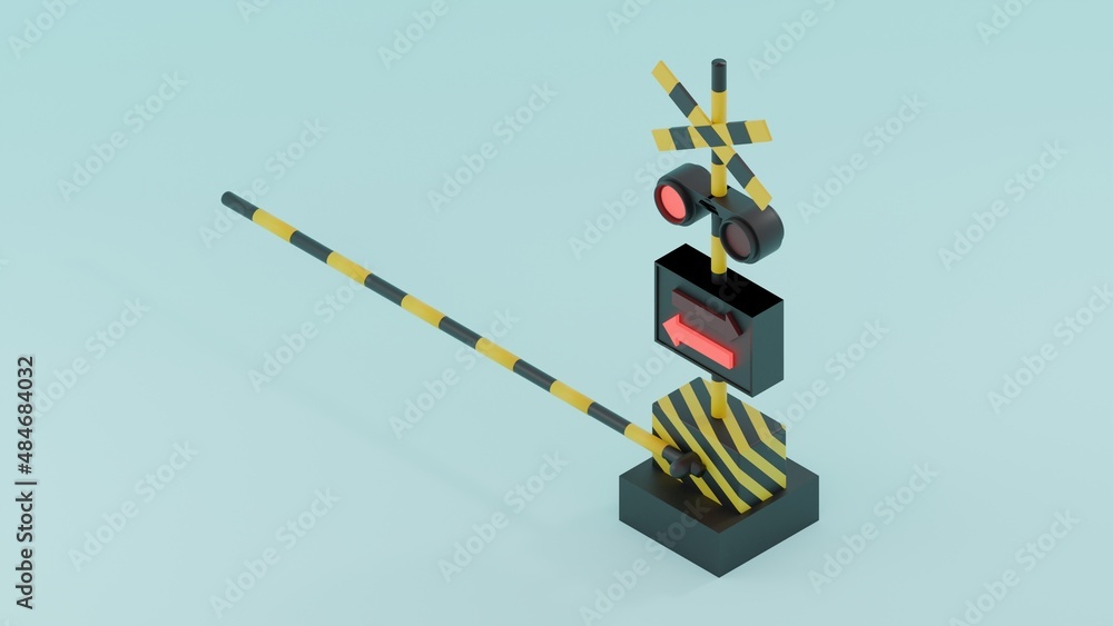 3dcgで描かれた踏切のイラスト Stock Illustration Adobe Stock