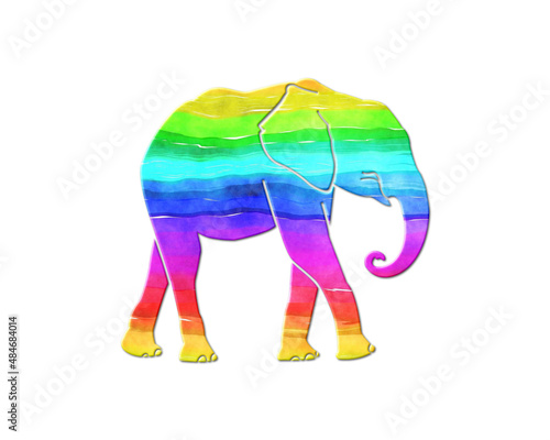 Elephant Animal symbol, LGBT Gay Pride Rainbow Flag icon logo illustration