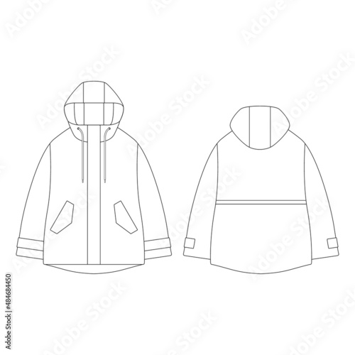 Template women blend parka vector illustration flat design outline clothing collection outerwear