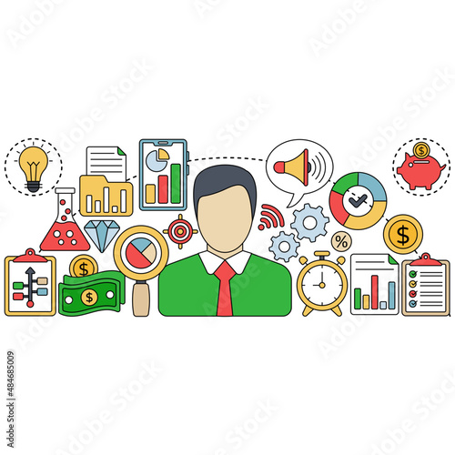 Conceptual flat design illustration of business analyst