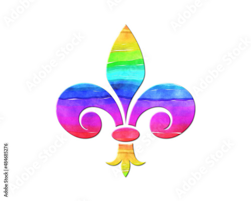 Fleur de lis, Christianity symbol, LGBT Gay Pride Rainbow Flag icon logo illustration