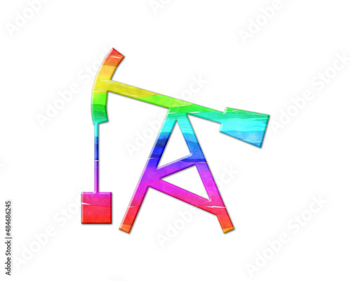 Oilfield, Frac Oil Drilling symbol, LGBT Gay Pride Rainbow Flag icon logo illustration