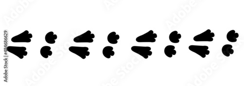 Bunny footprint path in black color.  Vector rabbit trace
