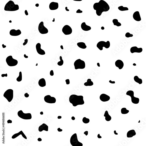 Dalmatian seamless pattern with small black spots. Cow skin background
