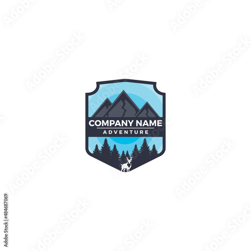 badge mountain adventure logo design