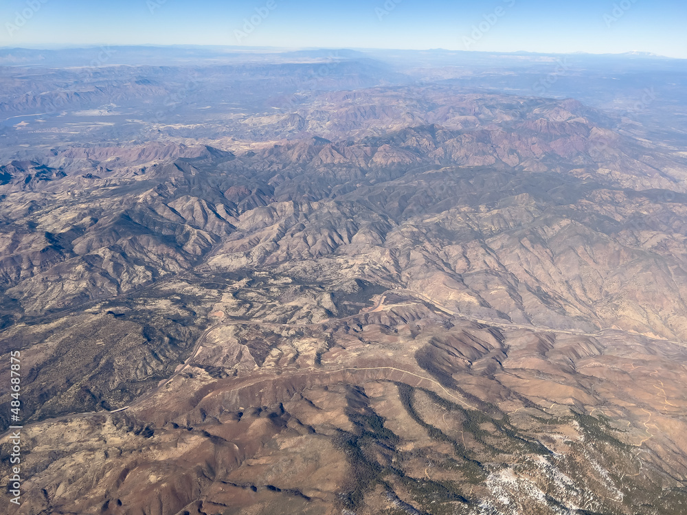 Aerial view of valleys in southwest USA