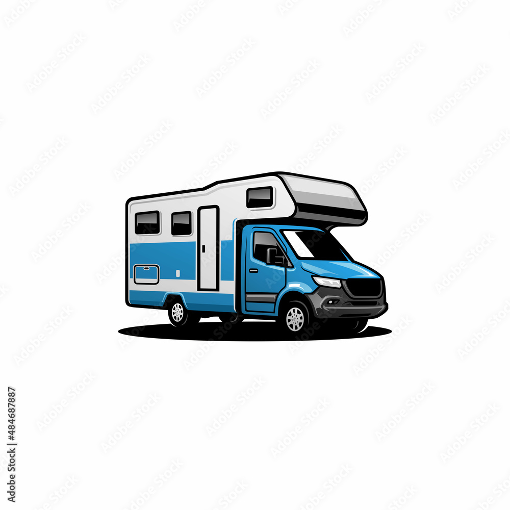 camper van - caravan - motor home illustration vector	 - obrazy, fototapety, plakaty 