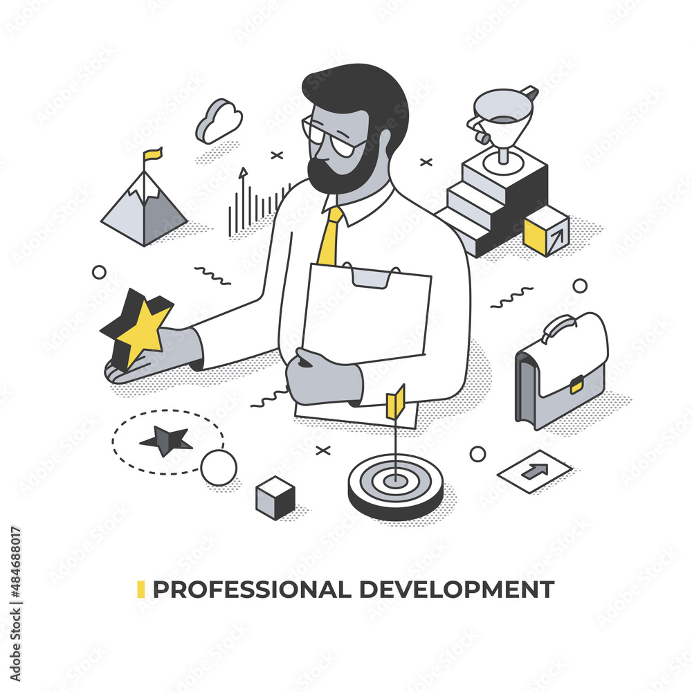 Professional Development Isometric Illustration Stock Vector | Adobe Stock