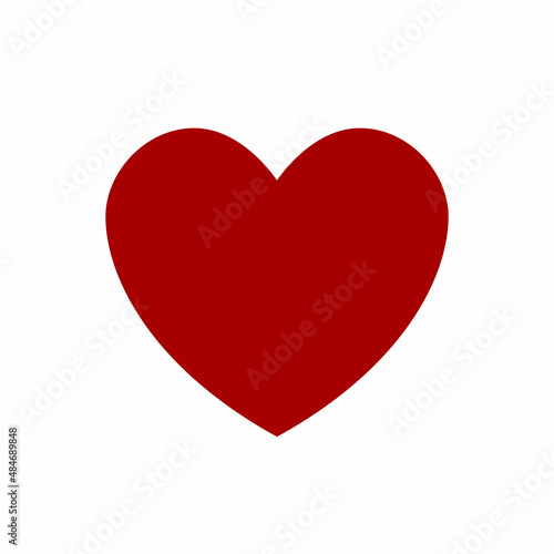 Red symmetric heart isolated on white background. Minimalistic illustration for weddings, prints, t-shirts, Valentines Day cards. Sign of love, romance, feelings, relationships. Vector illustration