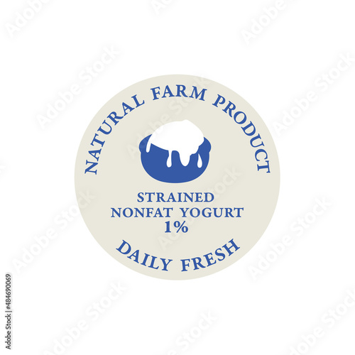 Vector label or sticker, emblem for milk product - yogurt. Dairy product symbol.