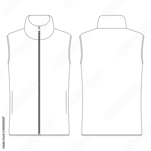 Template women fleece vest vector illustration flat design outline clothing collection outerwear photo