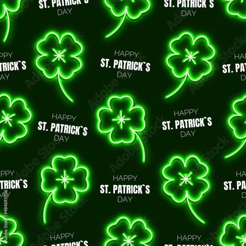 Patricks day green neon pattern