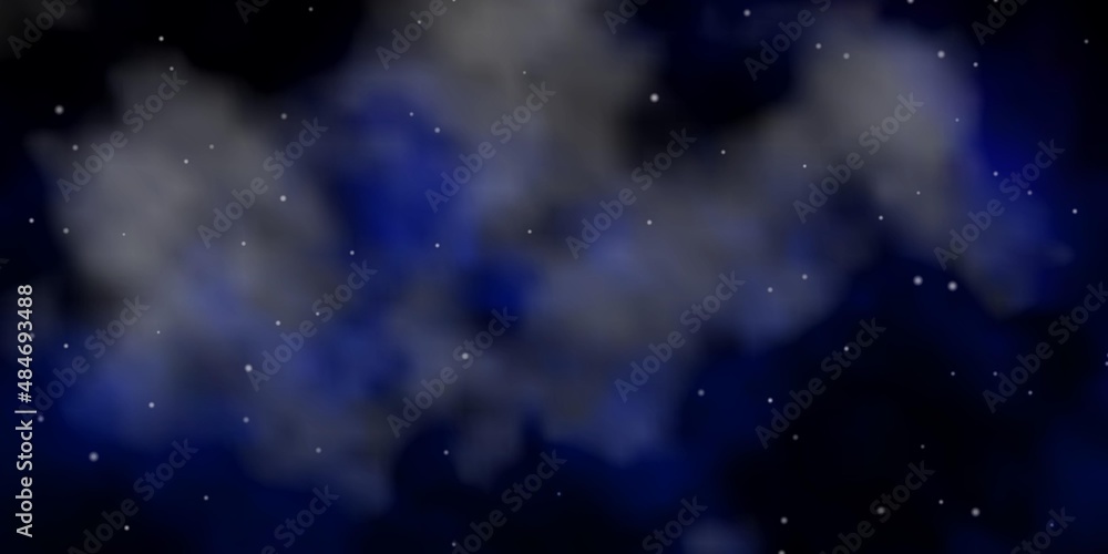 Fototapeta premium Dark BLUE vector background with colorful stars. Shining colorful illustration with small and big stars. Best design for your ad, poster, banner.
