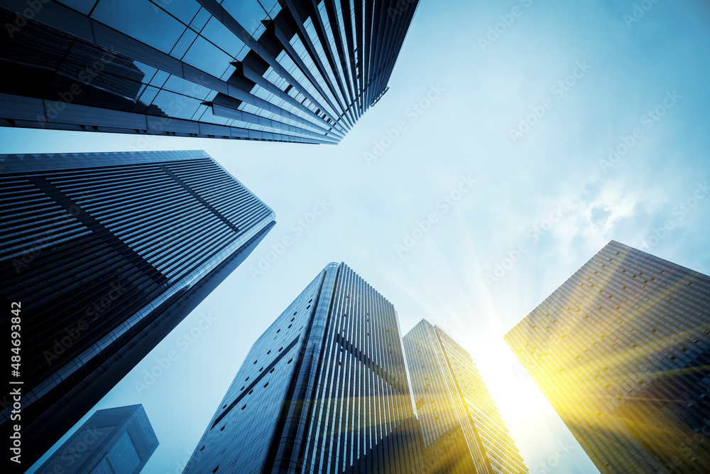 Financial District Office Building Facades and Glass Curtain Walls