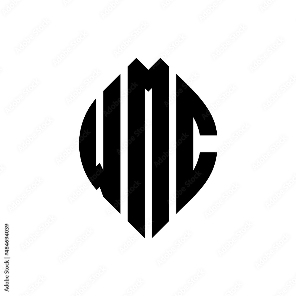 Wmc Circle Letter Logo Design With Circle And Ellipse Shape. Wmc Ellipse  Letters With Typographic Style. The Three Initials Form A Circle Logo. Wmc  Circle Emblem Abstract Monogram Letter Mark Vector. Stock