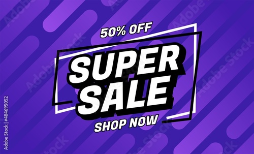 Super sale banner design template web sale