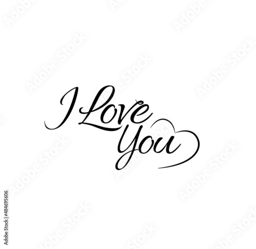 I Love You. Lettering I Love You sign line style with heart decoration vector design