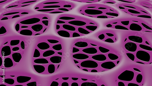 Pink Voronoi shape hole net (3D Rendering)