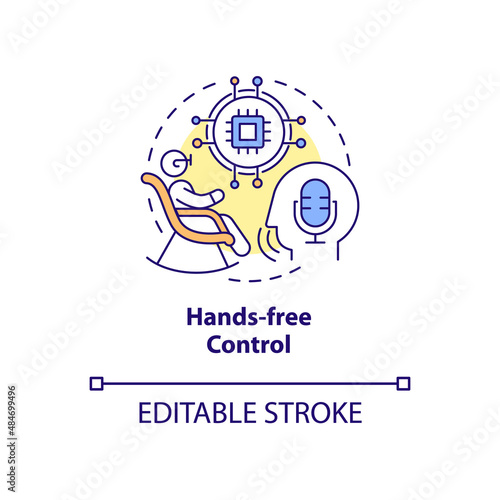 Hands-free control concept icon. Smart technology for elderly abstract idea thin line illustration. Touch free automation. Isolated outline drawing. Editable stroke. Arial, Myriad Pro-Bold fonts used