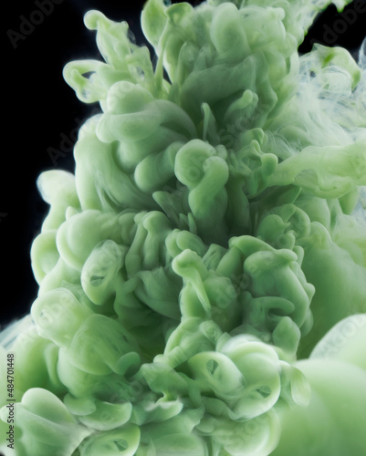 Abstract Green Ink in Water Background
