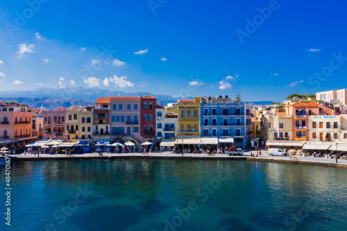 Chania bay on a sunny morning, Crete island. Greece © sola_sola