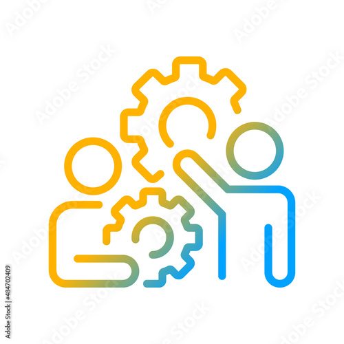 Coordination gradient linear vector icon. Group project development. Cooperation for work. Monitoring and management. Thin line color symbol. Modern style pictogram. Vector isolated outline drawing