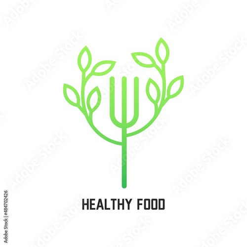 fork logo vector with plants