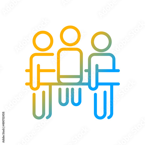 Social loafing gradient linear vector icon. Group responsibility. Collaborative process. People working together. Thin line color symbol. Modern style pictogram. Vector isolated outline drawing