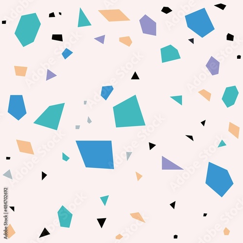 Abstract seamless background with triangles, colorful polygonal fragments. Flat pattern for trendy fabric, textile, wallpapers, illustration, logo, banner, web design, dev, ui, gui. Vector EPS 10