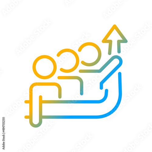 Common goal gradient linear vector icon. Motivation for success. Growth in group progress. Working together. Thin line color symbol. Modern style pictogram. Vector isolated outline drawing