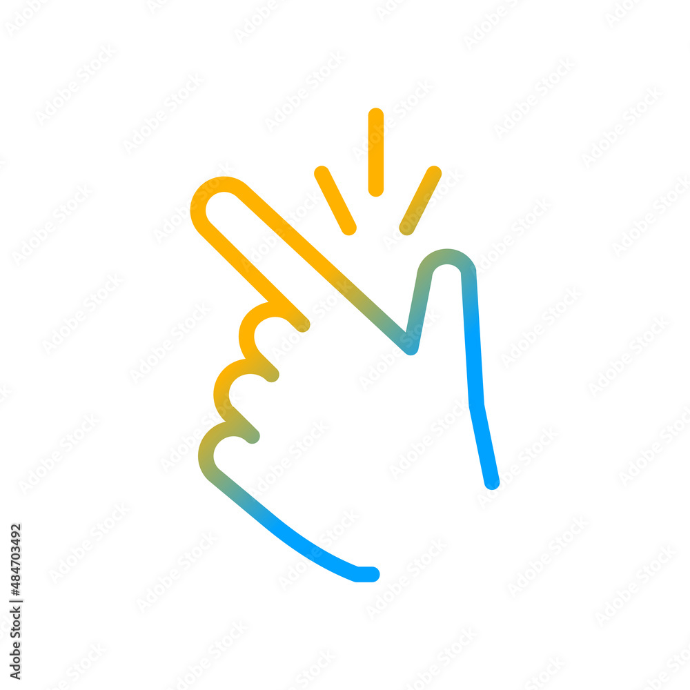 New ideas metaphor gradient linear vector icon. Clicking fingers. Ok gesture. Remember thought, attention. Thin line color symbol. Modern style pictogram. Vector isolated outline drawing New ideas metaphor gradient linear vector icon. Clicking fingers. Ok gesture. Remember thought, attention. Thin line color symbol. Modern style pictogram. Vector isolated outline drawing