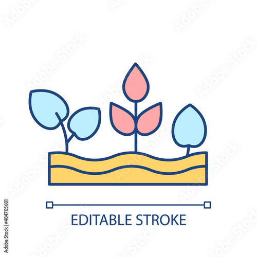 Wild grass RGB color icon. Plants germination. Sapling and seedling. Gardening and agriculture. Isolated vector illustration. Simple filled line drawing. Editable stroke. Arial font used